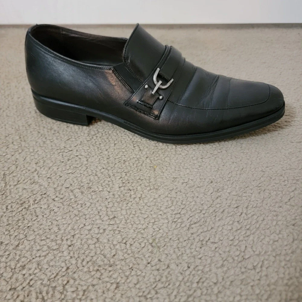 Bruno Magli Men's Black Leather Buckle Loafers Made In Italy Designer Size 11
